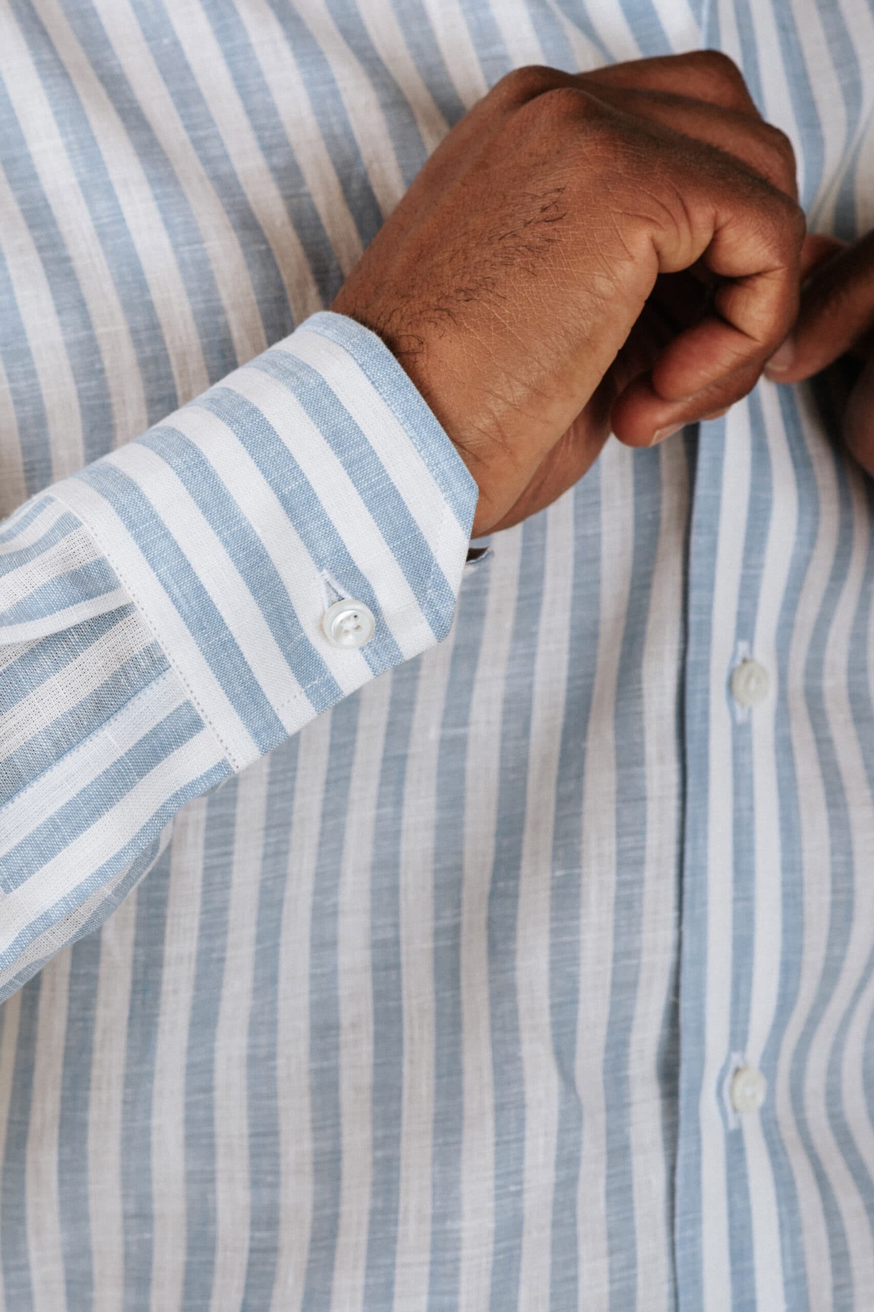 linnen maarshirt blauw wit