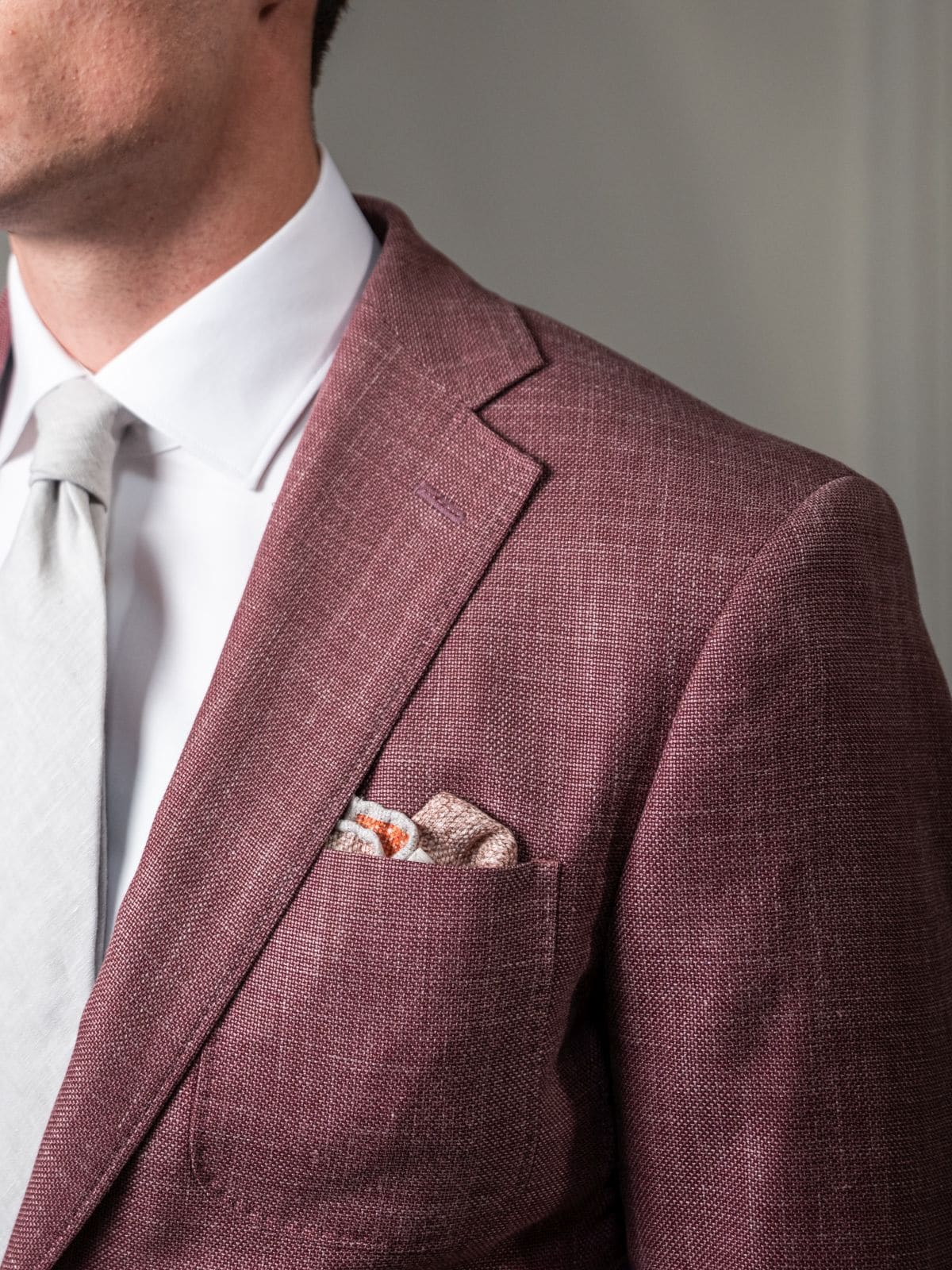 Wedding suit pocket square details