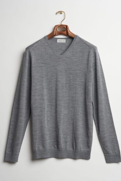 lichtgrijs v-hals pullover