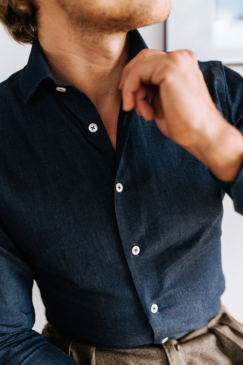 denim shirt donkerblauw