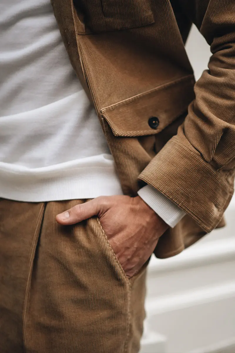 camel corduroy pantalon en overshirt