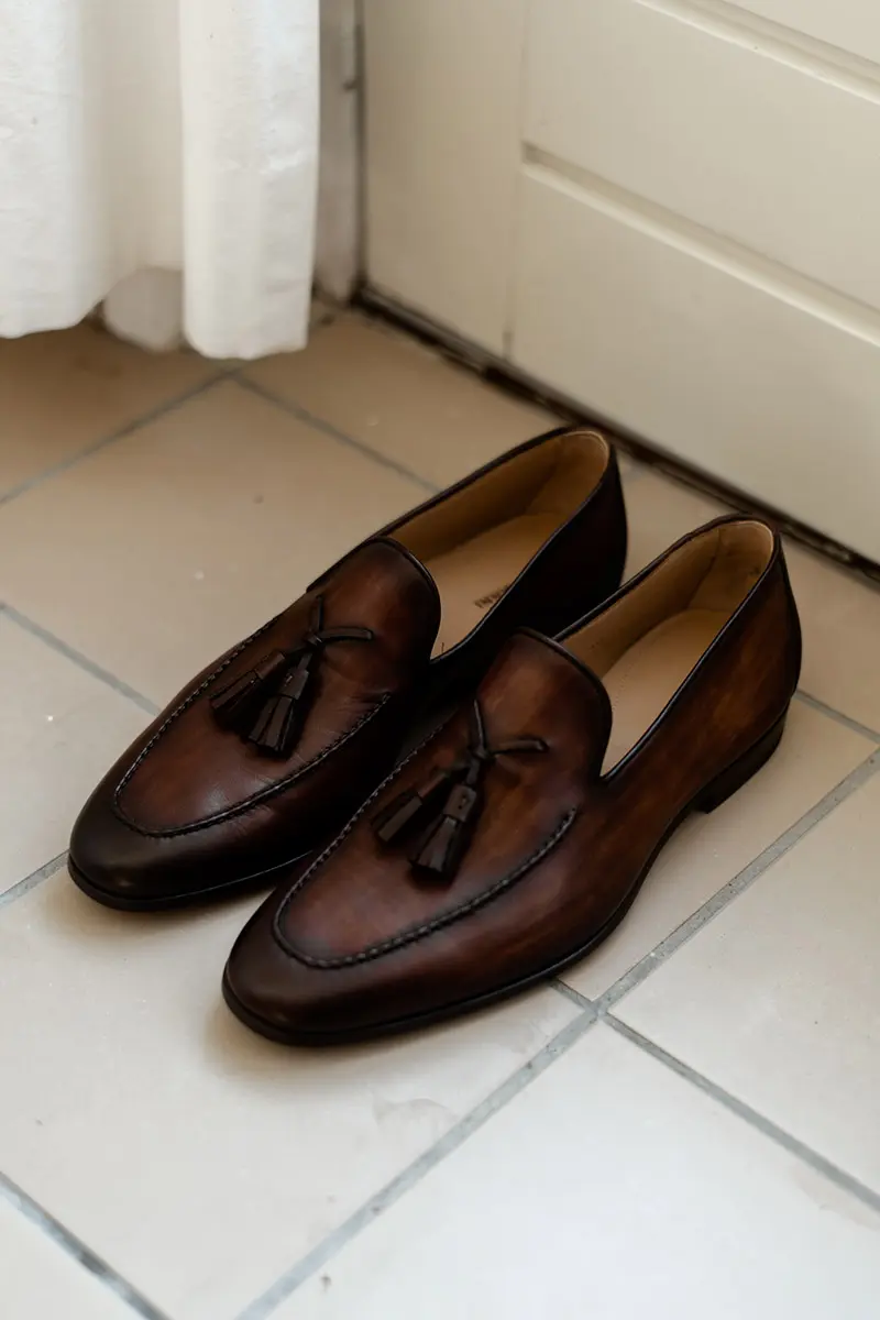 leren loafers voor bruidegom