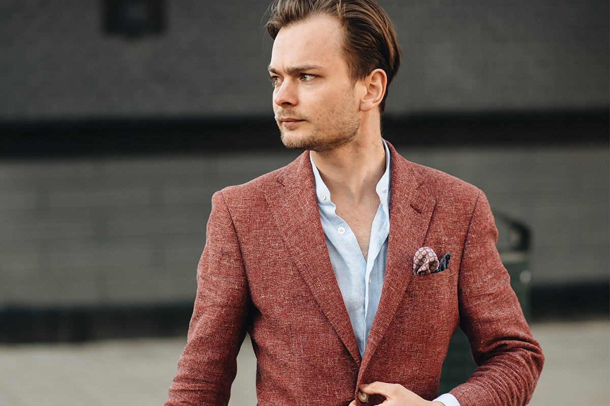 rode blazer met pochet