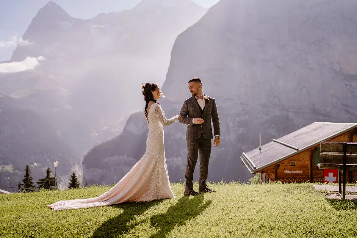 swiss first impression weddingdress suit groom | Michael & Giso