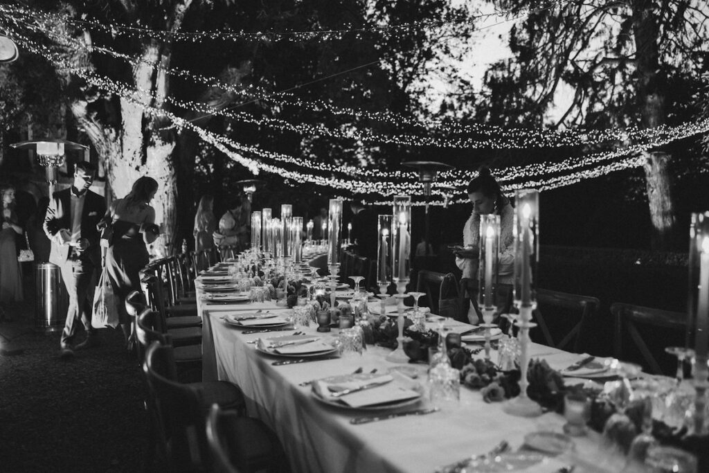 diner tafelsetting bruiloft toscane | Michael & Giso