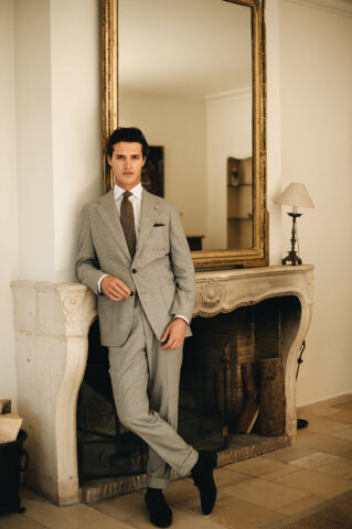 Gray wedding suit with warm flannel fabric